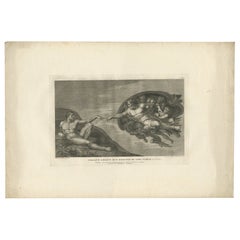 Antique Print of the Creation of Man by Cunego, circa 1780