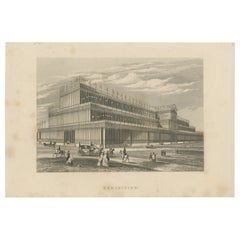 Gravure ancienne du Crystal Palace, Londres, vers 1840