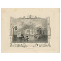 Antique Print of the Custom House by Tombleson, circa 1834