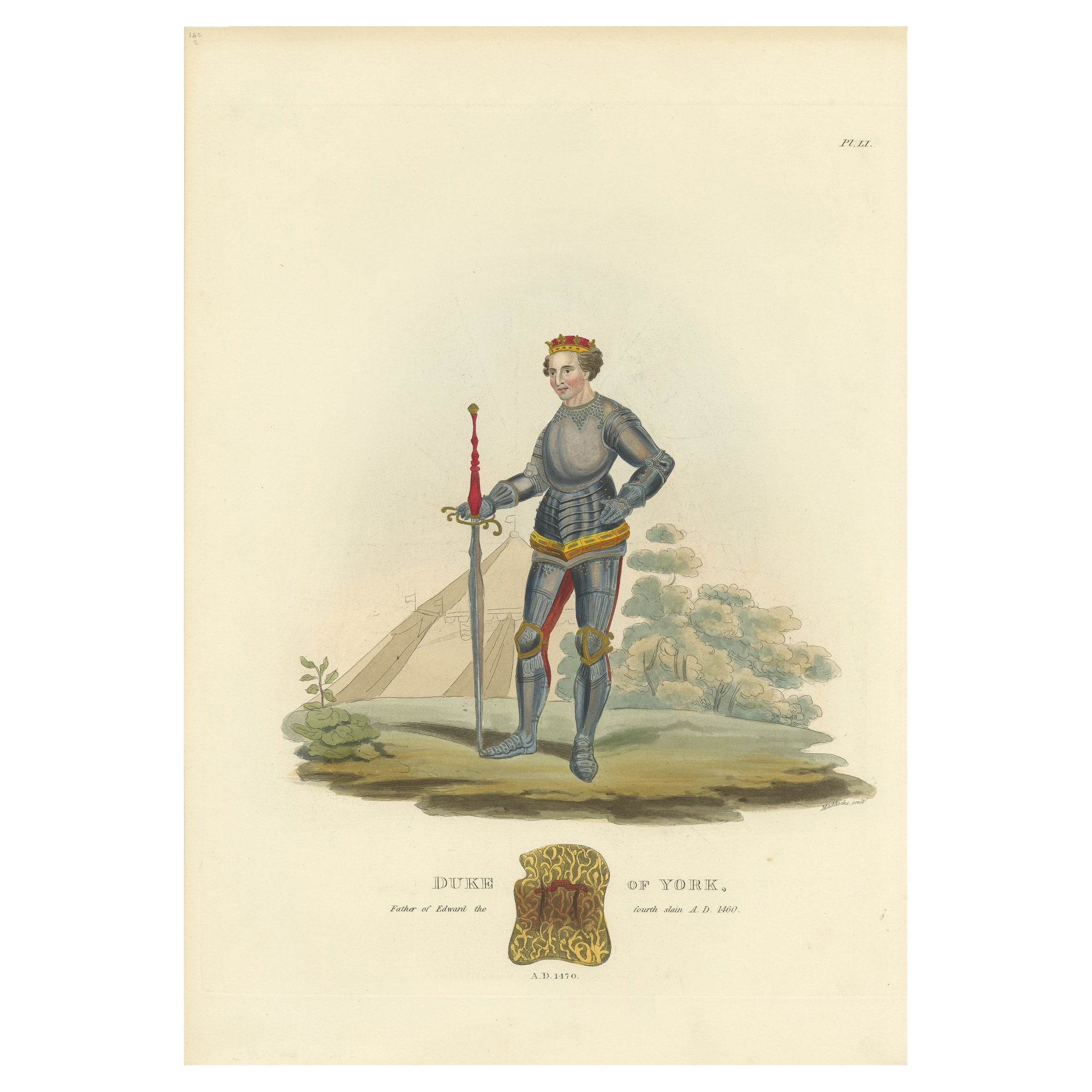 Antique Print of the Duke of York, 1842 For Sale