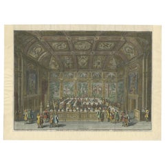 Used Print of the Dutch Senate Meeting Room in the Hague, 1730