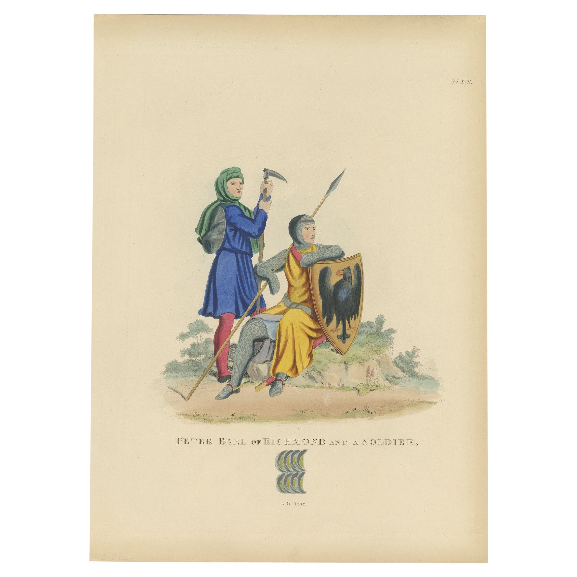 Antique Print of the Earl of Richmond, 1842 For Sale