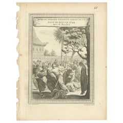 Antique Print of the Death of the Last Ming Emperor in China, 1746