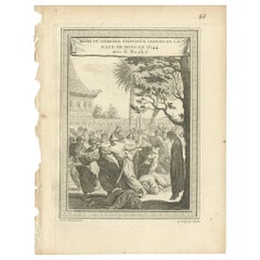 Stampa antica della morte dell'ultimo imperatore Ming in Cina, 1746