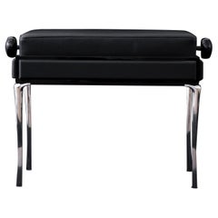 Banc pour piano, tabouret rembourré avec hauteur réglable en cuir noir