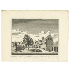 Antique Print of the Elisabeth Hospital of Leiden the Netherlands, circa 1800