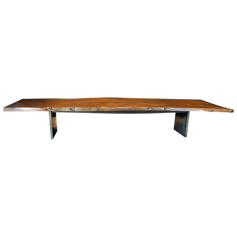 Organic Live Edge Poplar Dining Table For Sale at 1stDibs
