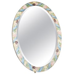 Vintage Oval Floral Table Mirror