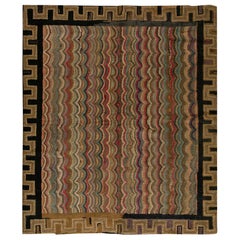 Antique American Hooked Rug 4'2"x4'10"