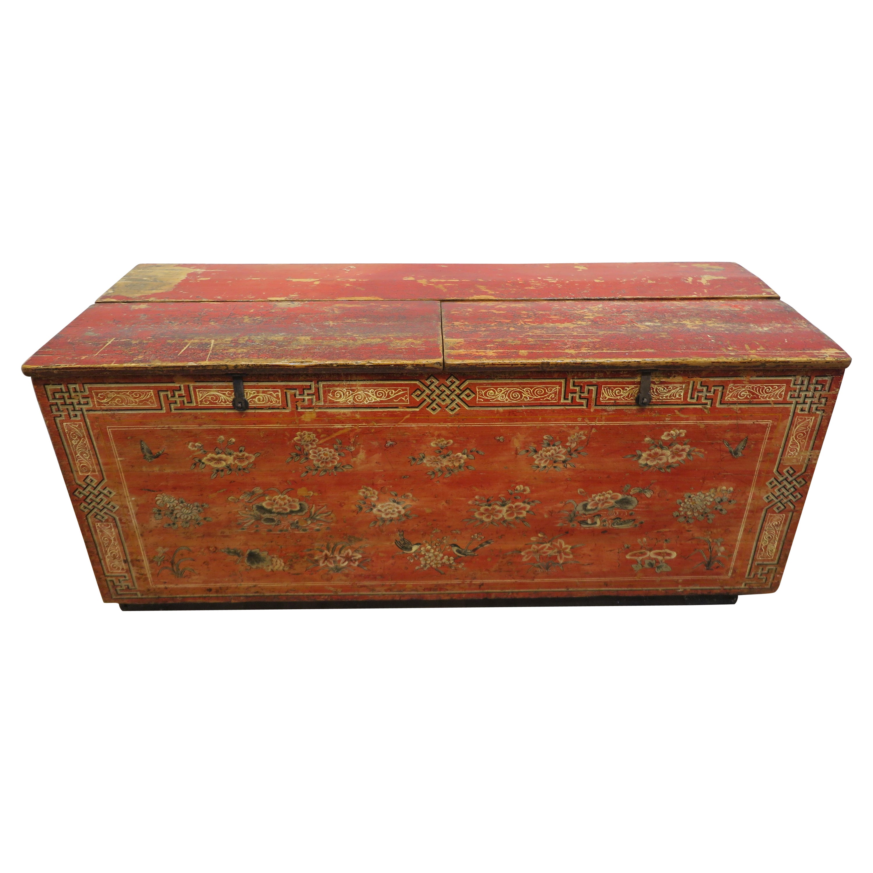 Mongolian Painted Trunk  For Sale