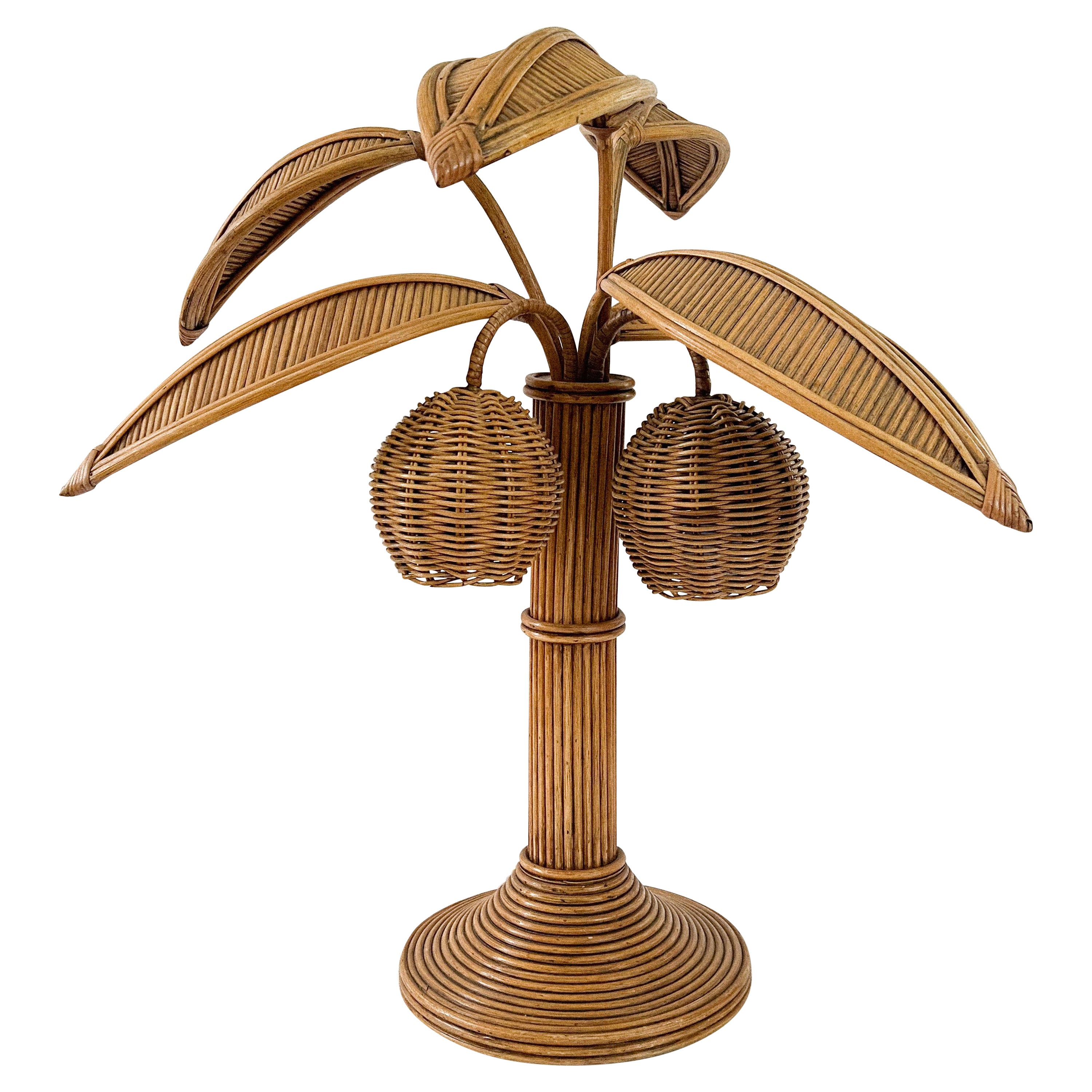 Vintage Rattan Table Lamp in the Style of Mario Lopez Torres