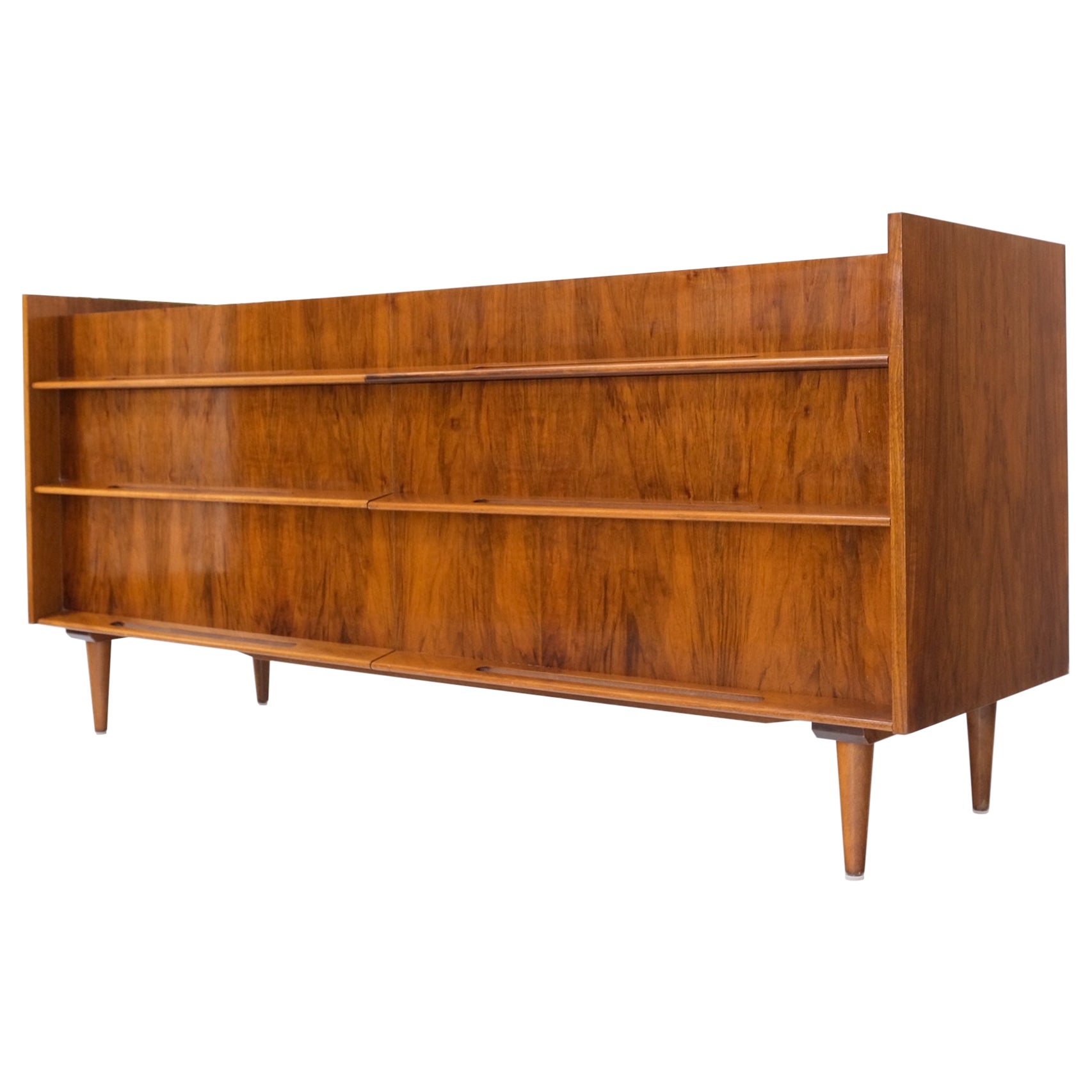 Edmond Spence Lacquered Walnut 6 Drawers Long Dresser Cabinet Credenza Mint! For Sale