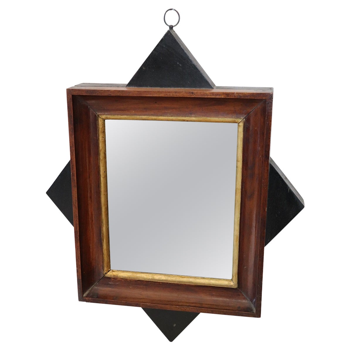 Early 19th Century Italian Antique Walnut Wall Mirror For Sale