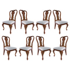 Set of 8 French Provincial Style Dining Room Chairs, Cabriole Legs