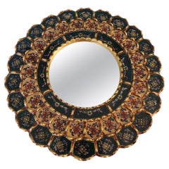 Vintage Floral Wood and Gold Leaf Peruvian Decorative Wall Mirror
