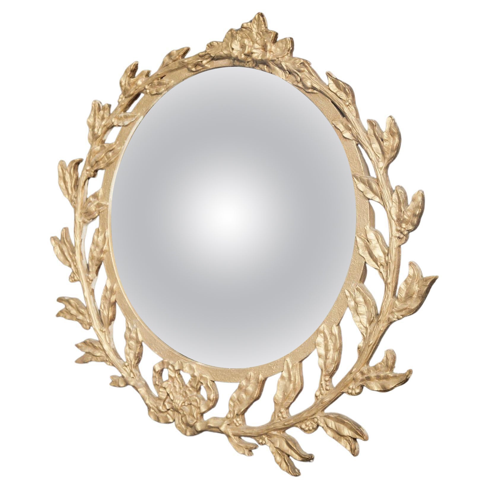 Gilt Convex Mirror 'Laurel Ring Detail' For Sale
