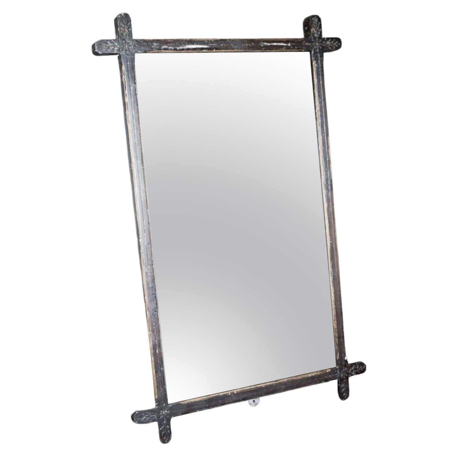 Hand Scraped Mirror with Detailing For Sale