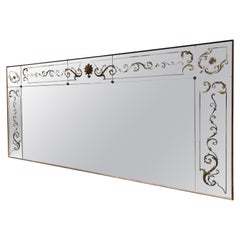 20th Century Large French Reverse Gilt Painted Mirror from a Boulangerie