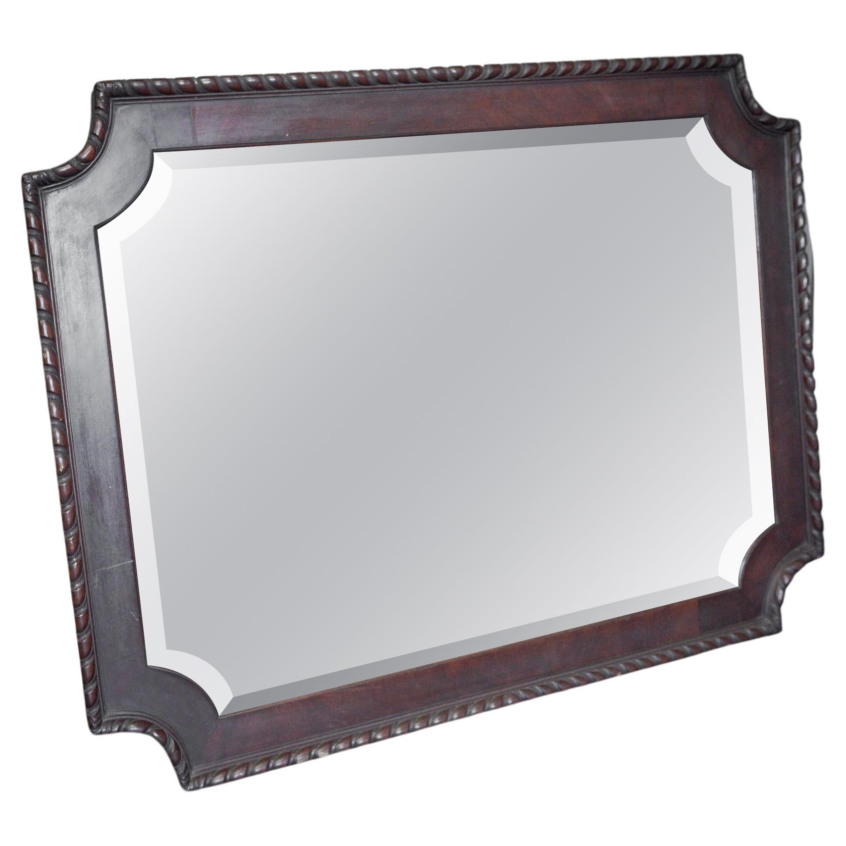 Bevelled Mahogany Mirror For Sale