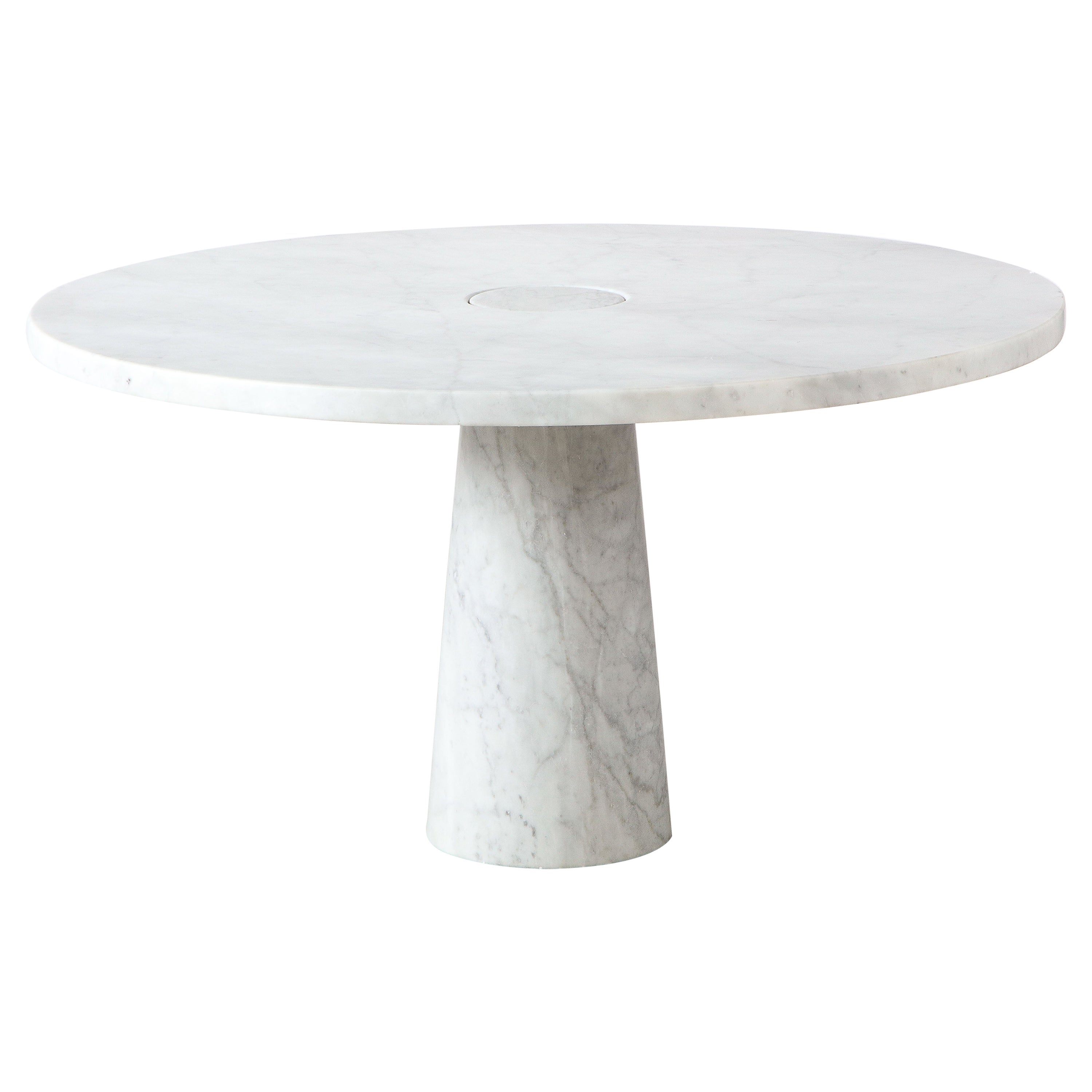 Angelo Mangiarotti Carrara Marble Pedestal Dining Table, Italian, 1970's