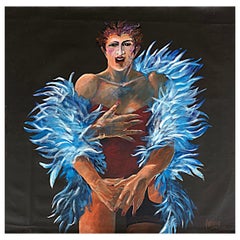 Jose Mario Ansalone Abstract Painting "Drag Queen" Unstretched on Canvas