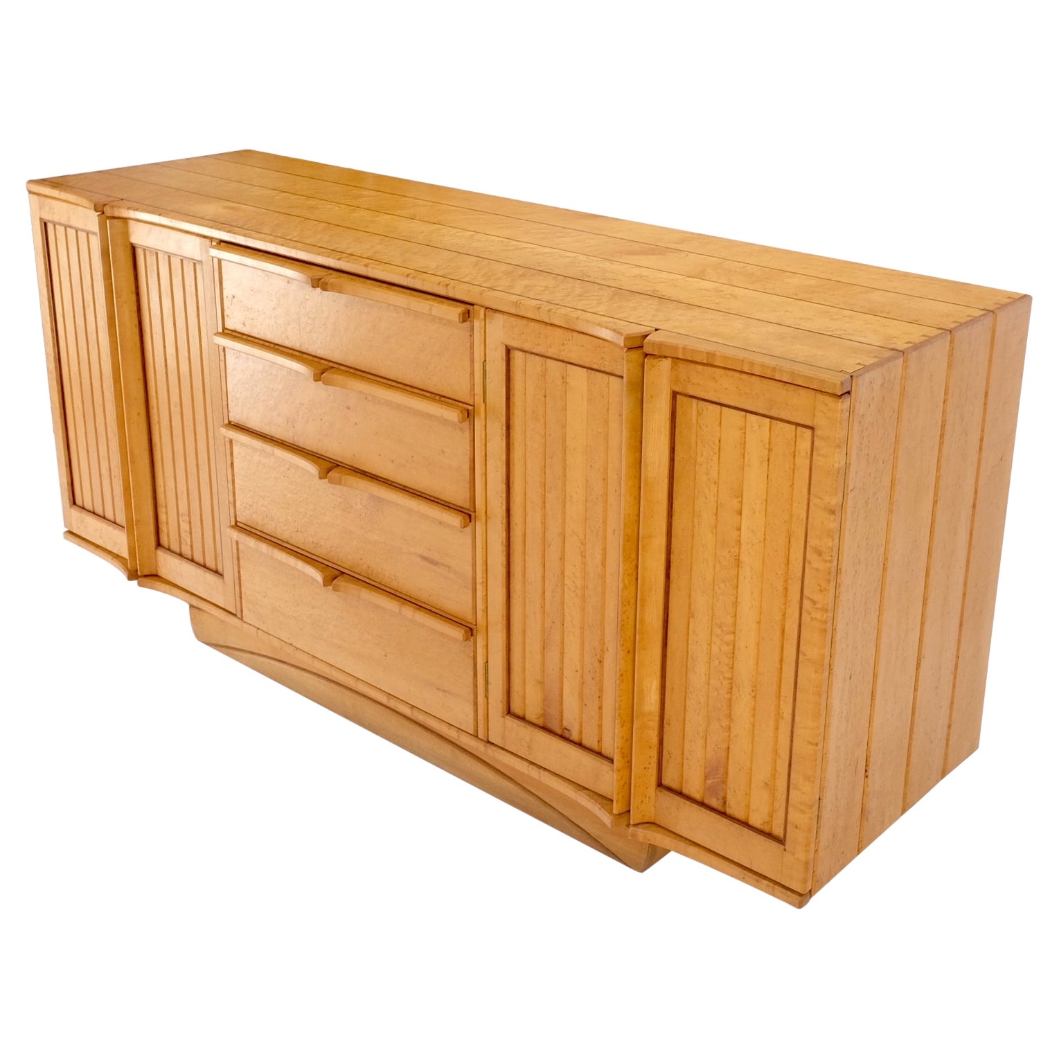 Solid Birds Eye Curly Maple All Dovetailed Artists Signed Sideboard Server MINT! For Sale