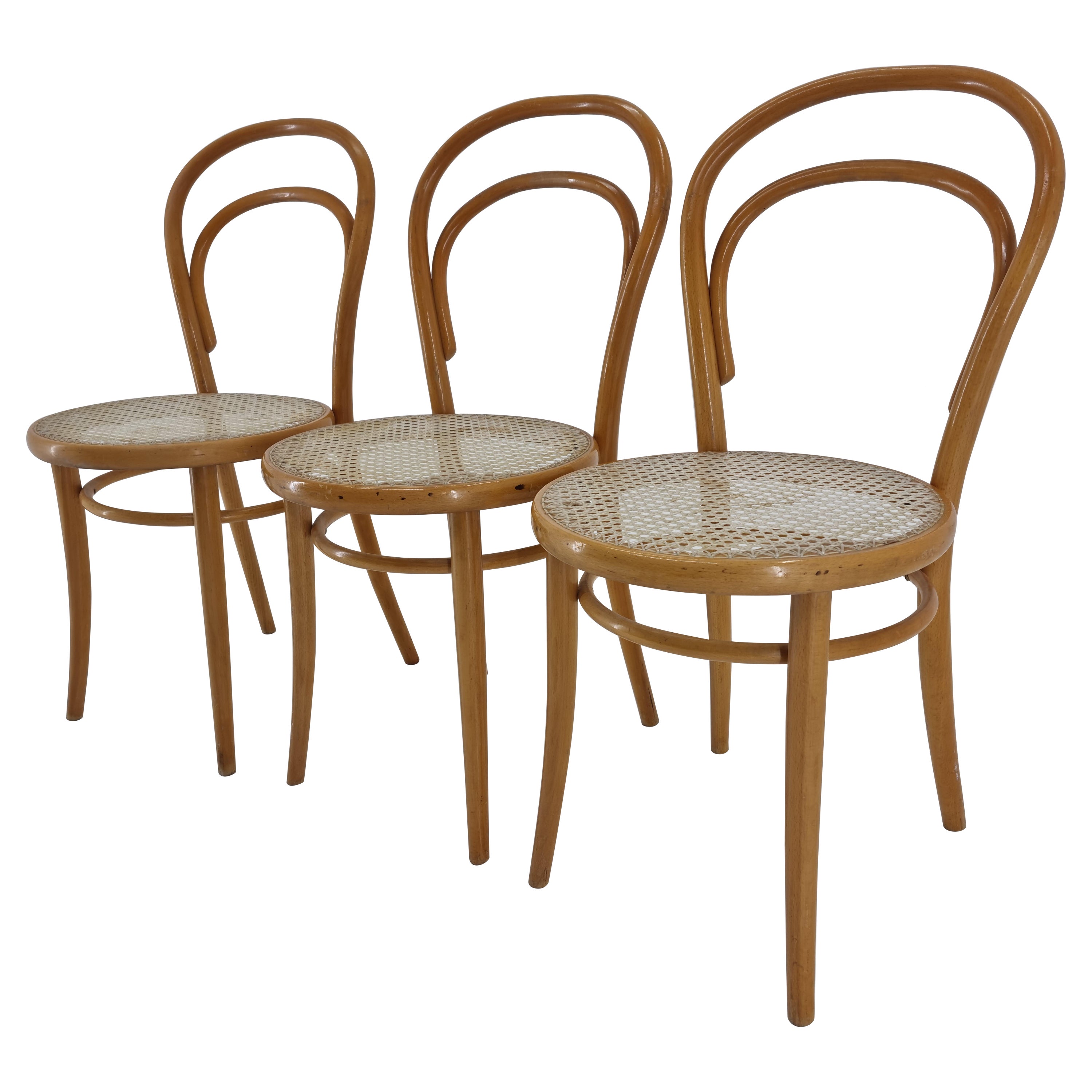 Set of Three Bentwood Chairs Nr. 14, Ton, Michael Thonet, 1950s