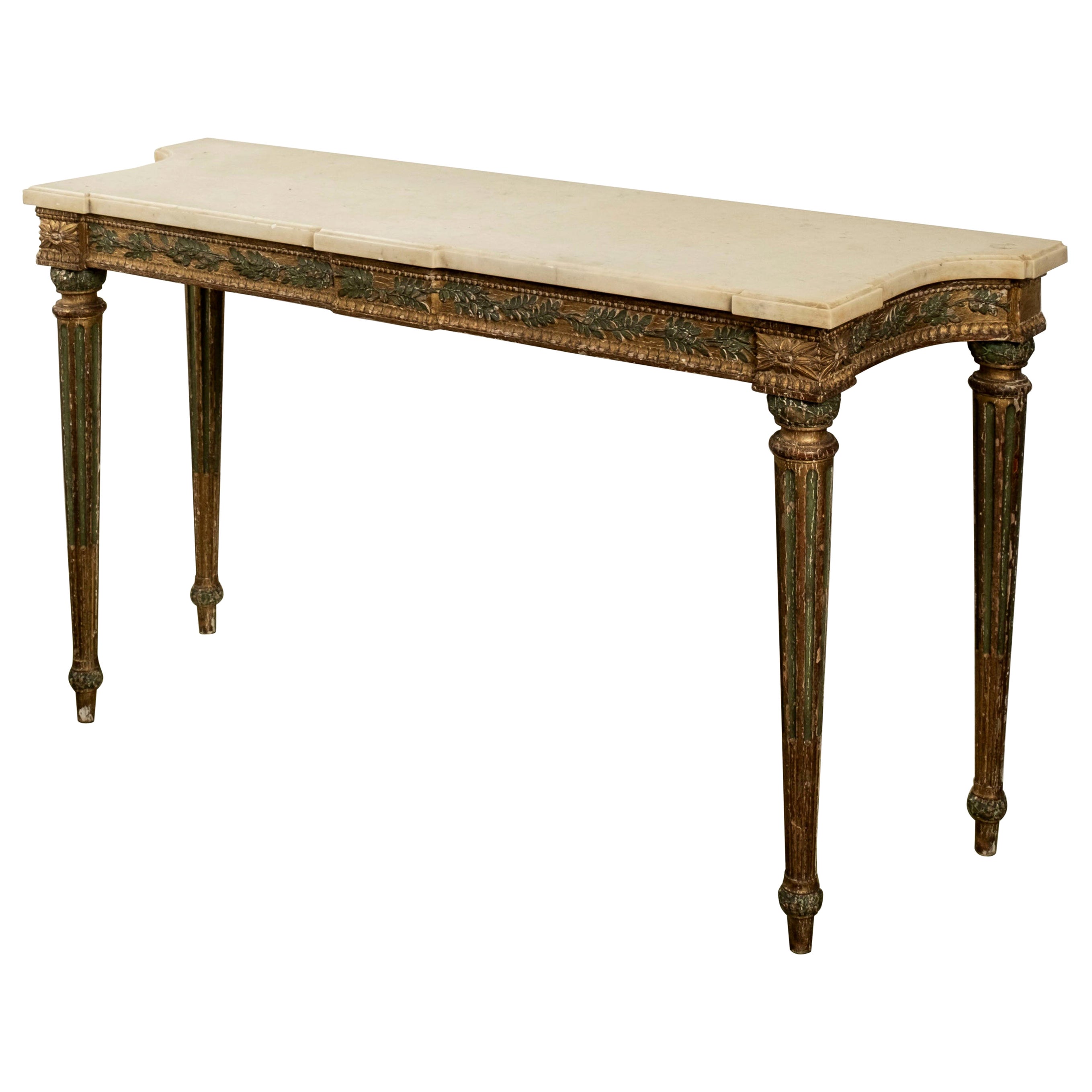 18th Century Italian Louis XVI Painted and Giltwood Freestanding Console Table