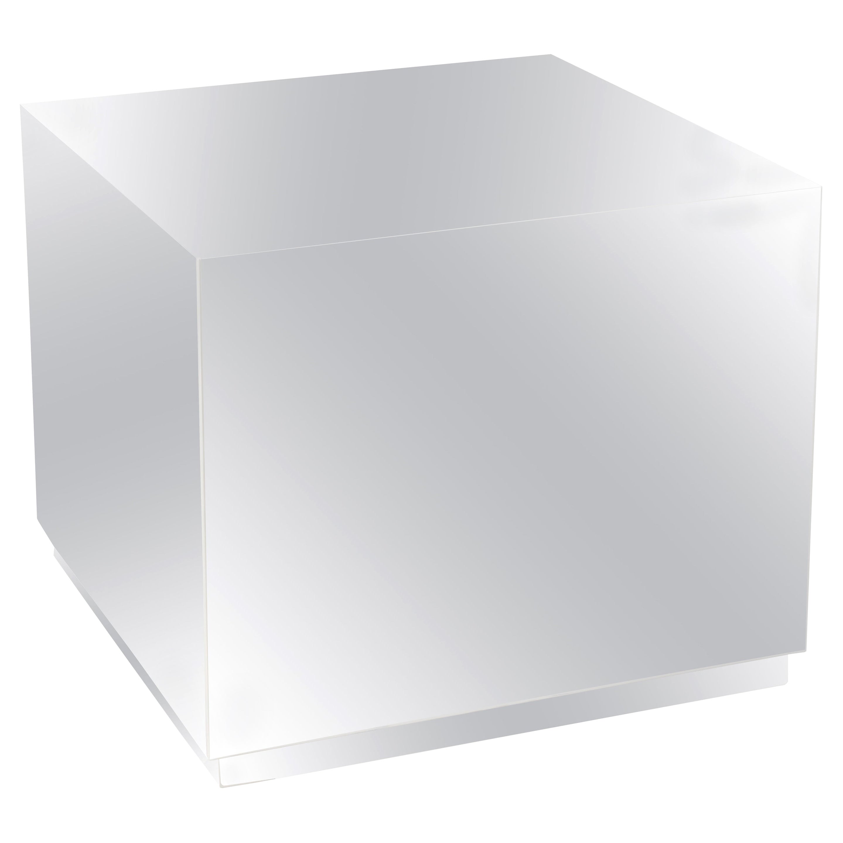 Italian Post Modern Mirrored Finish Steel Cube Table For Sale