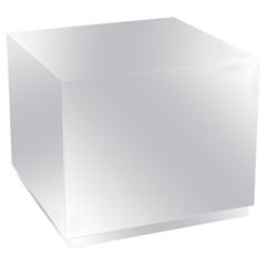 Italian Post Modern Mirrored Finish Steel Cube Table