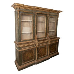 18th Century Italian Painted and Parcel Gilt Bookcase