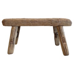 Antiker Mini-Hocker aus Ulmenholz, antik