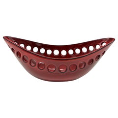 Red and Black Oblong Ceramic Centerpiece Fruit Bowl , in Stock