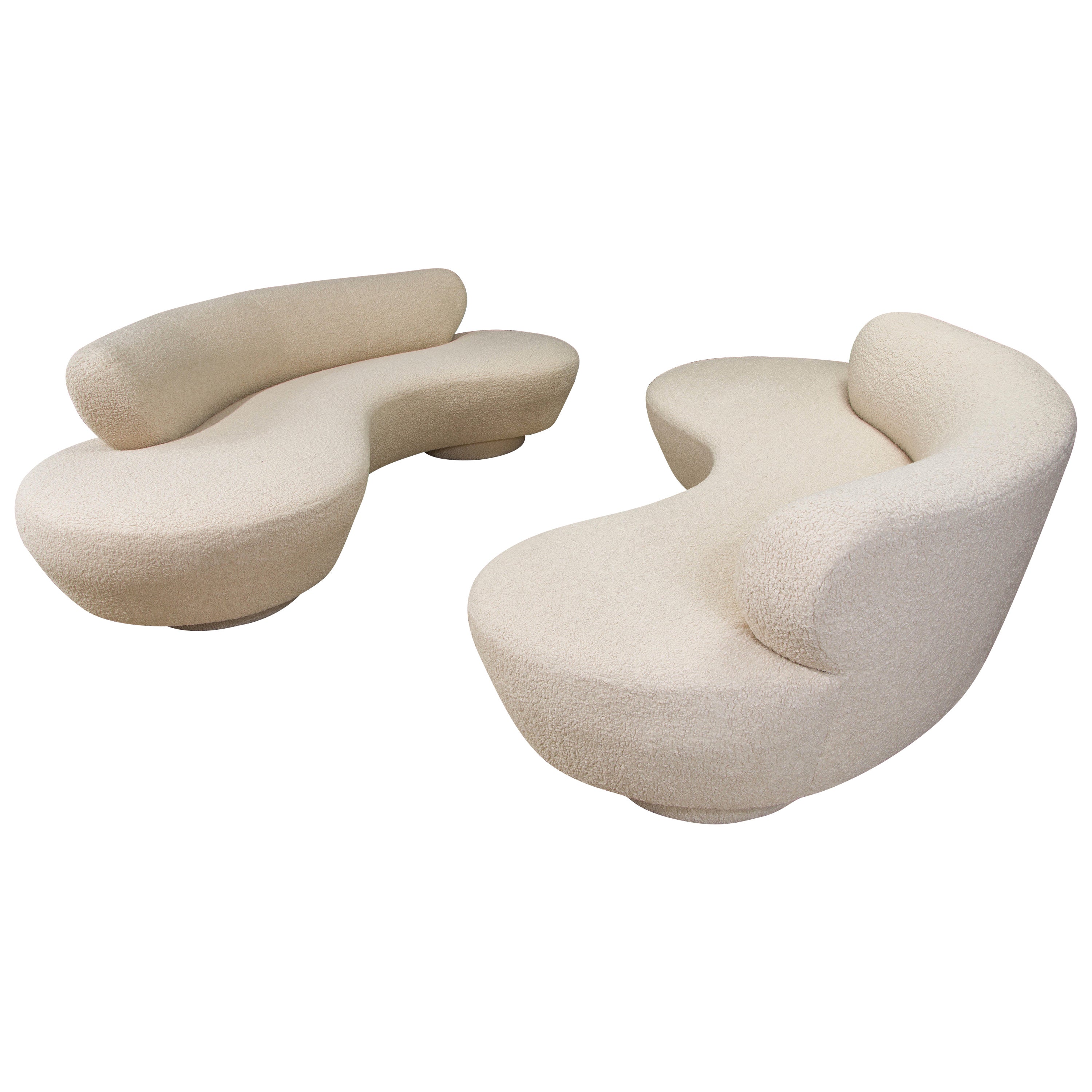 Vladimir Kagan for Directional 'Cloud' Sofas in New Nubby Bouclé, c 1980, Signed