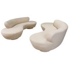 Used Vladimir Kagan for Directional 'Cloud' Sofas in New Nubby Bouclé, c 1980, Signed