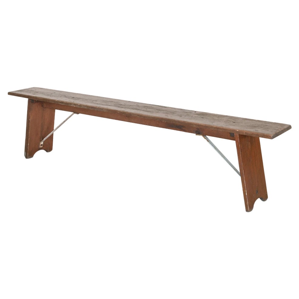 Solid French Wood and Metal Bench For Sale