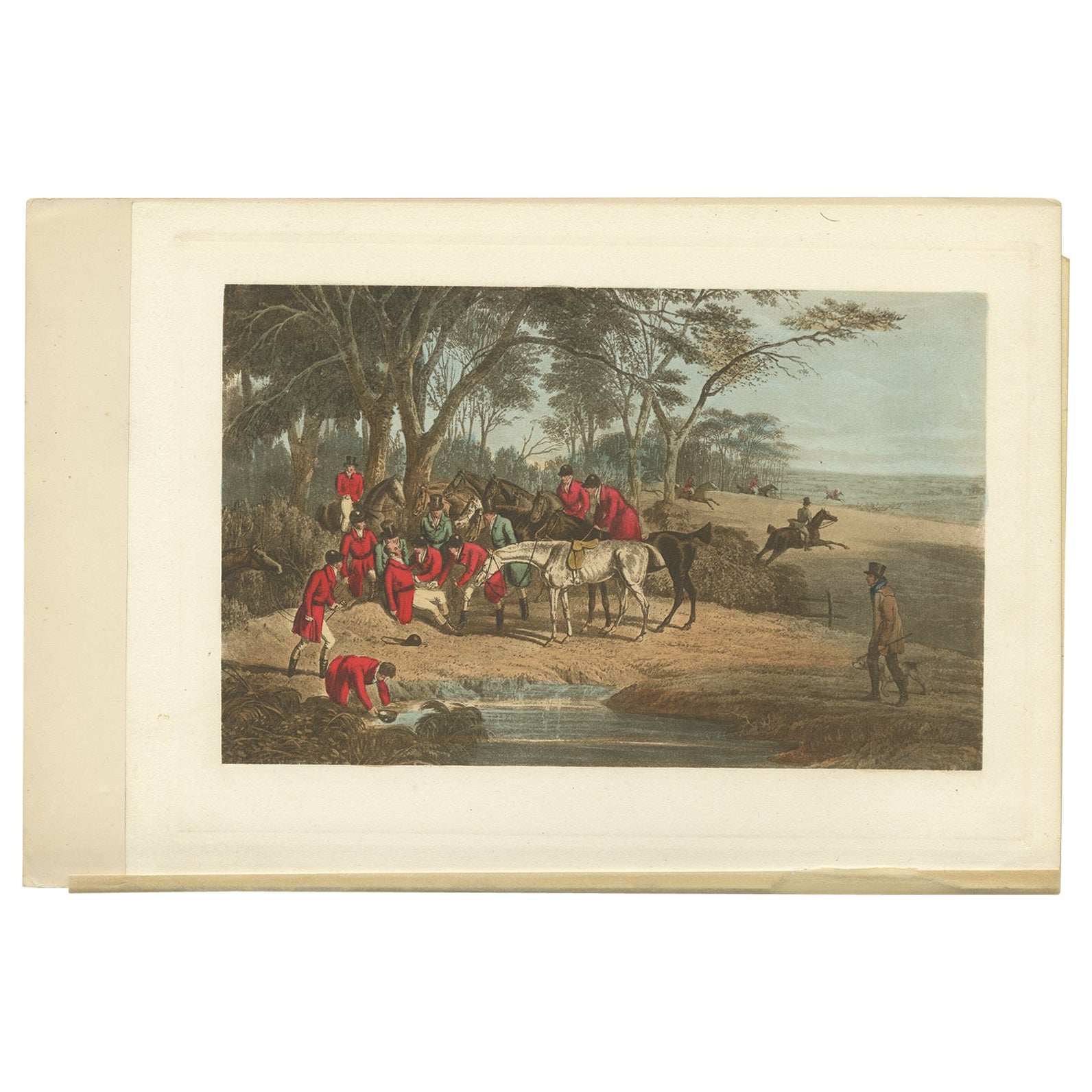 Old Print of the Death of Tom Moody, View of Rockwood, in Shropshire, England For Sale