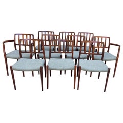 Used Set of 10 Niels Moller Rosewood Dining Chairs