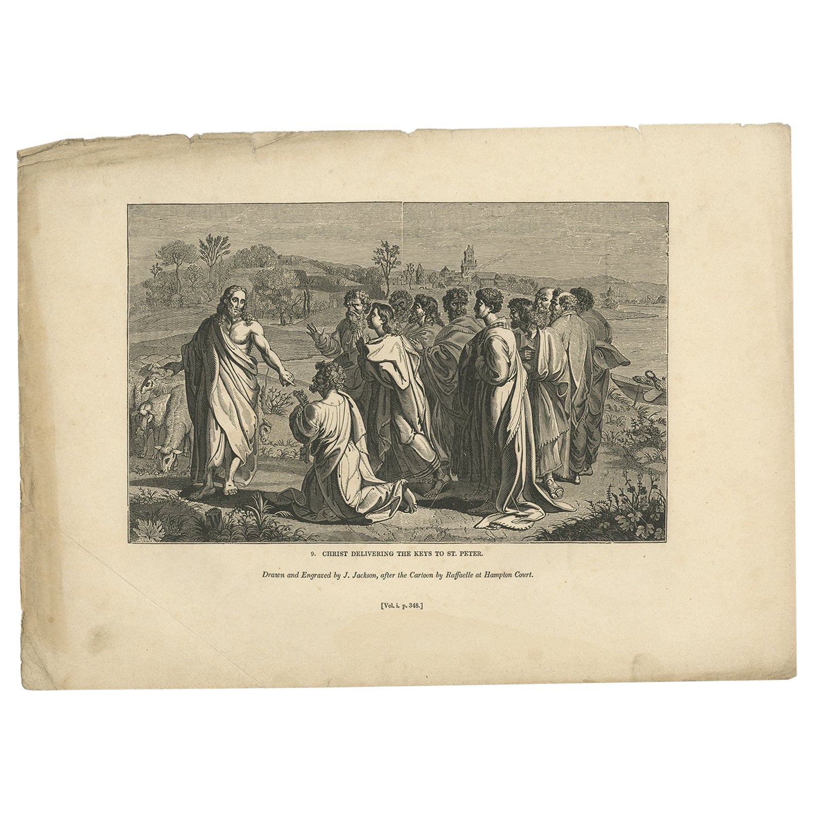 Antique Print of the Delivery of the Keys by Knight, 1835 For Sale