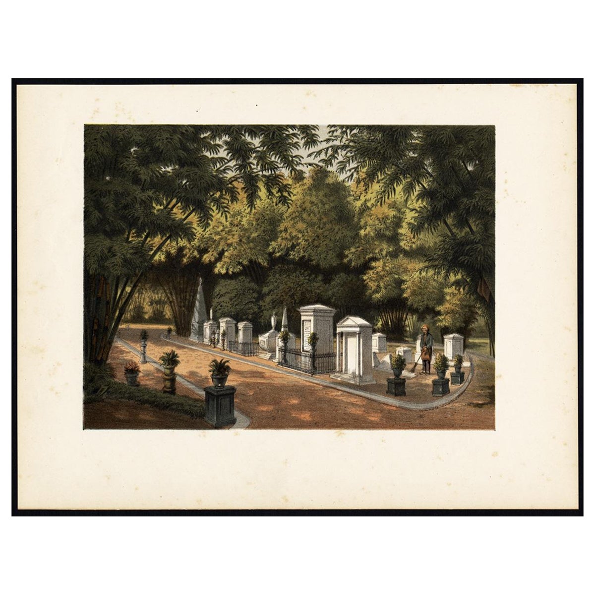 Impression ancienne du jardin de l'Empire à Buitenzorg ou Bogor, Indonésie, 1888 en vente