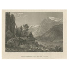 Antiker Druck des Engelberg-Tals in der Schweiz, um 1860