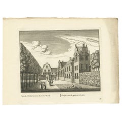 Antique Print of the 'Doelen' Court of Leiden, the Netherlands, circa 1800