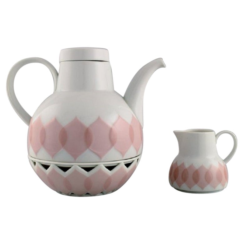 Bjørn Wiinblad for Rosenthal, Lotus Porcelain Service, Teapot with Heater