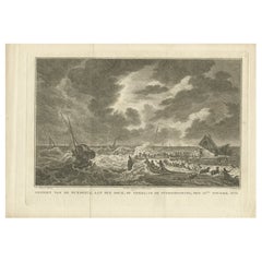Antique Print of the Flood at Texel, Island in the Wadden Sea, 1778