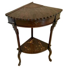 Unusual Antique Meiji Period Hardwood Corner Table