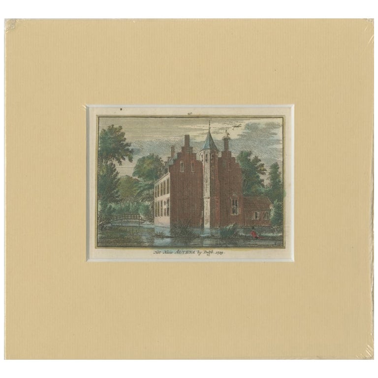 Antique Print of the Former Altena Castle near Delft, The Netherlands c.1750