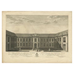Antique Print of the Former Retirement Home in Amsterdam by Van Schley, c.1760
