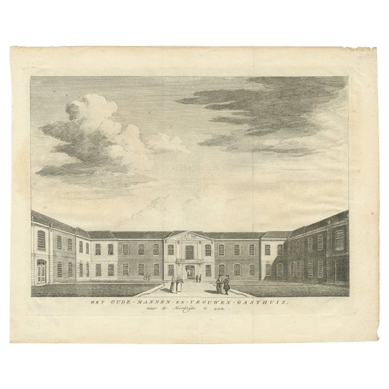 Antique Print of the Former Retirement Home in Amsterdam, circa 1760 For Sale