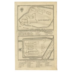 Antique Print of the Fortifications of Demak and Jepara, Java, Indonesia, 1726