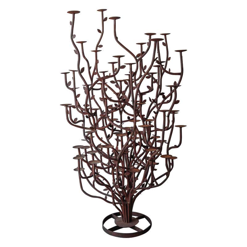 Vintage Hand Made Wrought Iron Tree Sculpture For Sale at 1stDibs